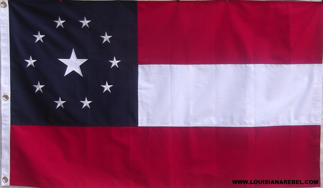 SEWN AND EMBROIDERED 3' X 5' COTTON 11 STAR FIRST NATIONAL FLAG