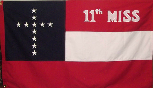 11th MISSISSIPPI HEAVY COTTON FLAG - SEWN CIVIL WAR - DIXIE CSA