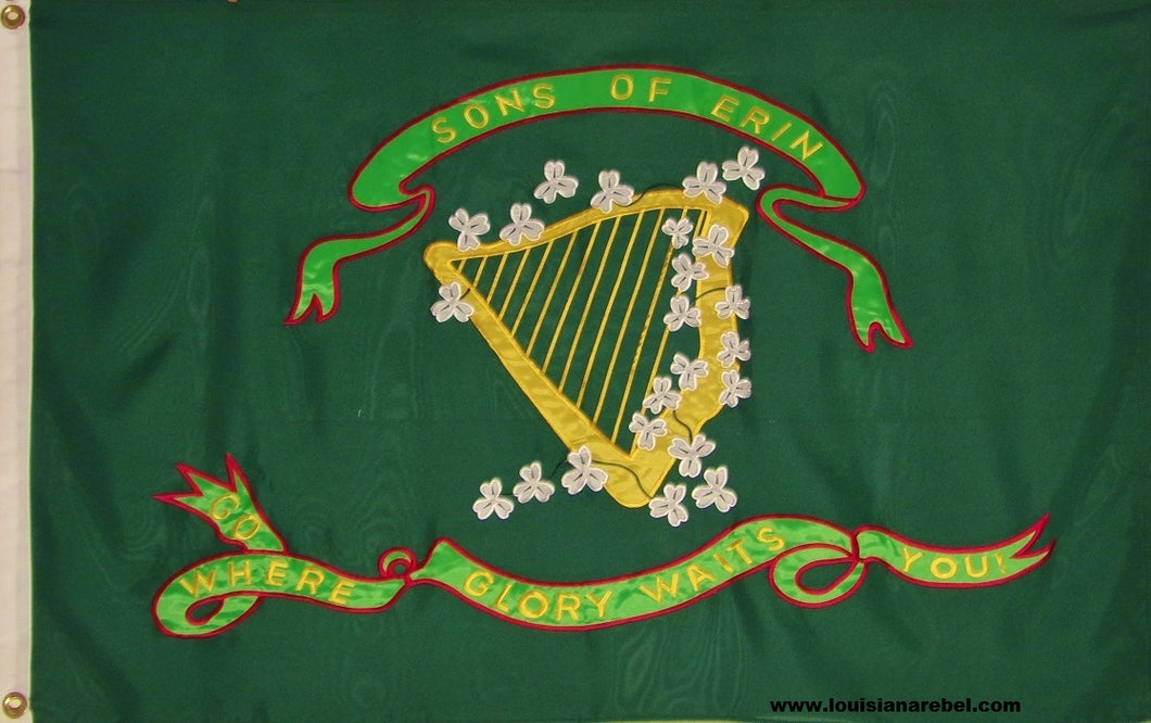 3' X 5' HEAVY DUTY 600D SONS OF ERIN FLAG - SEWN & EMBROIDERED DETAILS