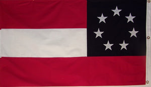 COTTON FIRST NATIONAL CONFEDERATE FLAG - 1ST STARS AND BARS - MANY SIZES