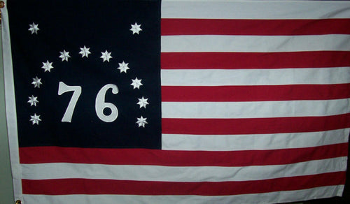 HEAVY DUTY SEWN COTTON BENNINGTON 76 FLAG - AMERICAN HISTORICAL