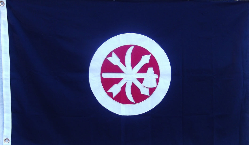 3X5 COTTON CHOCTAW BRAVES FLAG - SEWN DETAILS