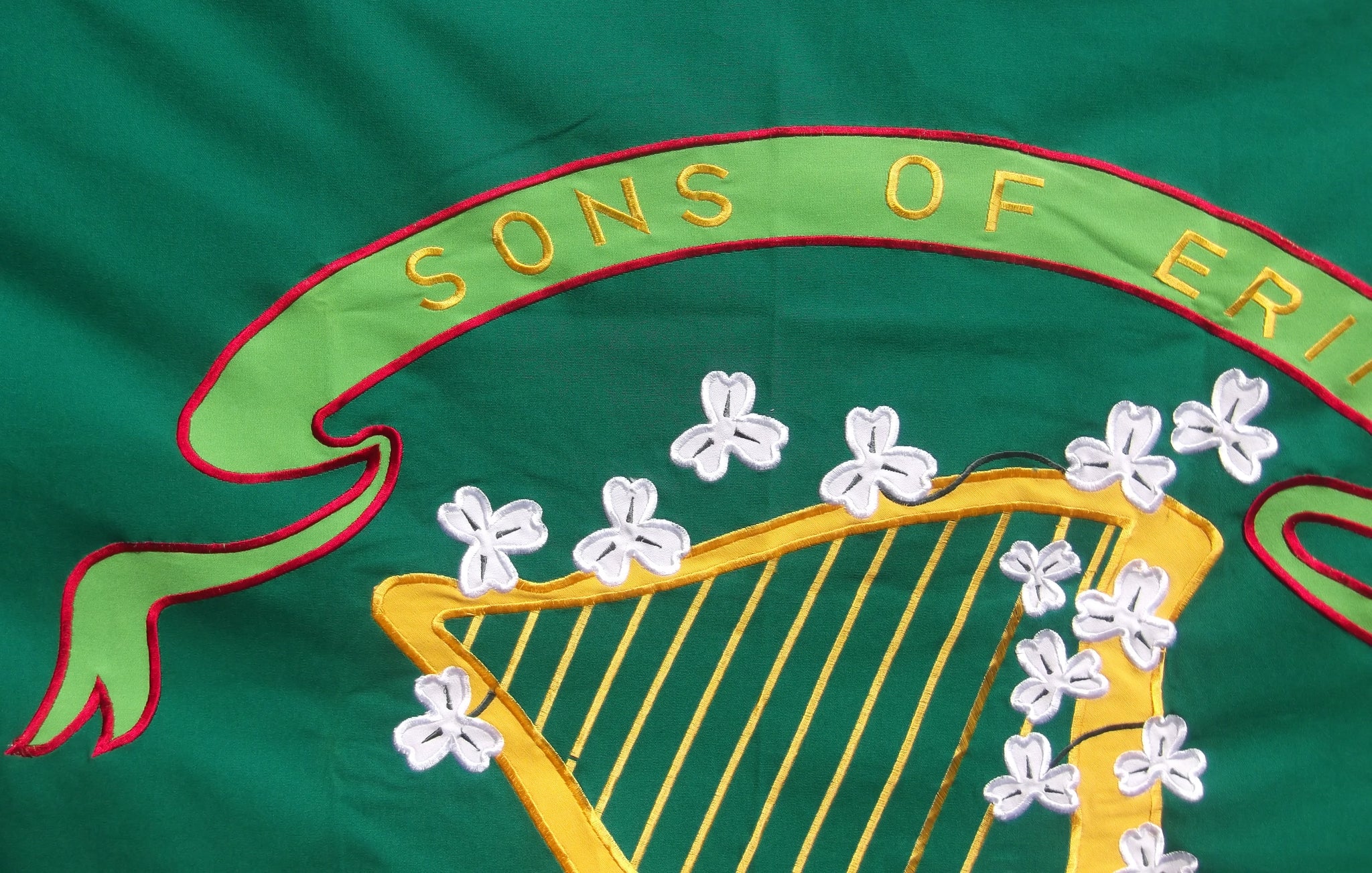 High quality digitally printed Happy St. Patrick's Day flag. Made in Ireland