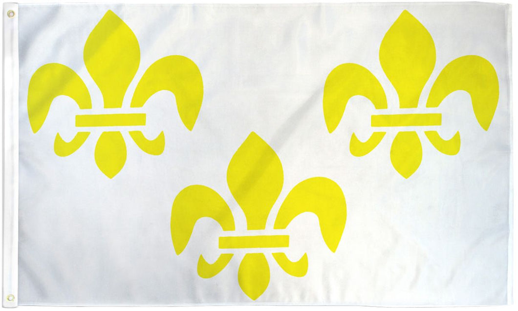 WHITE & GOLD FLEUR DE LIS WHITE 3 FLAG - 3X5FT POLYESTER